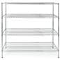 Commercial wire rack shelving has plastic protective feet