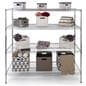 Commercial wire rack shelving has a weight capacity of 330 pounds per level