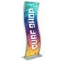 Waved poster stand display with double sided design 