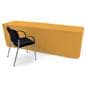 Gold trade show table throws with fitted skirt design 
