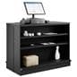Retail cash wrap counter with storage for store supplies on the backside of the unit