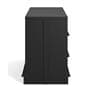 Retail cash wrap counter exhibiting the side profile of the unit
