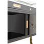 Retail glass display counter with split storage