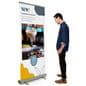 Roll up banner display with aluminum frame
