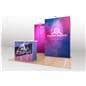 Modular exhibit booth with counter and locking storage
