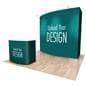 Modular trade show booth with receptionist stand