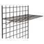 Wire shelf for gridwall hooks onto the steel grid