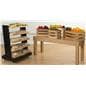 Wooden Stacking Tables in a Grocery Store Setting