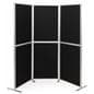 Folding portable backdrop panels with six individual hook-and-loop panels 