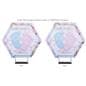 Hexagonal fabric pop up display with double-sided graphics 