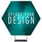 Hexagonal fabric pop up display with a steel base 