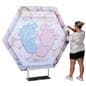 Hexagonal fabric pop up display with single or double-sided graphics 