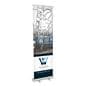 Budget narrow base retractable banner stand with custom artwork
