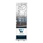 Budget narrow base retractable banner stand measures 24 inches wide