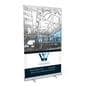 Budget narrow base retractable banner stand with feet for stability 