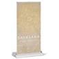 Standard tabletop retractable banner stand measures 8 inches wide