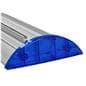 Premium wide base retractable banner stand with blue end caps