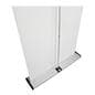 Edge retractable banner stand with black end cap covers