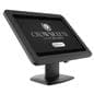 Countertop Samsung Galaxy tablet holder with hotel check in being displayed on the tablet