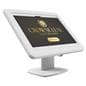 Countertop Samsung Galaxy tablet holder displaying a hotel self service check in