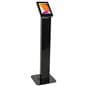 Locking floor stand iPad kiosk with black powder coated finish 