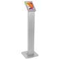 Silver iPad enclosure floor stand with power coated finish 