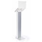 Silver and white iPad panel kiosk with reinforced sturdy base