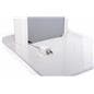 Silver and white iPad panel kiosk for guest check-in, surveys, or product information