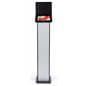 Black and silver brandable tablet kiosk with modern design for multiple professional environments