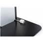 Black and silver brandable tablet kiosk with integrated cable management on back panel 