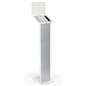 White  iPad kiosk with panel with hinged internal enclosure for tablet access 