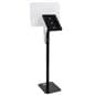 Height adjustable iPad display with graphics and attachment clamps included