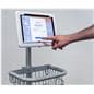 Medical tablet cart for Galaxy Tab showcasing a person interacting with the tablet on the medical cart