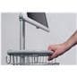 Medical mobile iPad cart with an individual pushing the medical cart via the basket