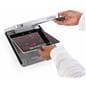 Secure iPad wall mount with silver finish and smooth design 
