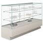 Glass display counter with neutral base