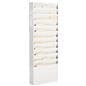 White metal wall mount file holder with overall dimensions of 13.3 inches by 36 inches by 4 inches