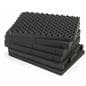 Cubed foam sheets with convoluted lid and 3 middle pluck layers along with 1 flat bottom pad