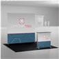 Interlocking foam mats being utilized in a trade show space