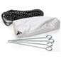 Small event tent with four ground stakes