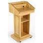 solid wood podium with light wood