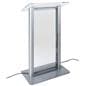 Illuminated clear acrylic podium features built-in phantom power supply