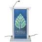 Custom LED clear acrylic lectern with aluminum poles