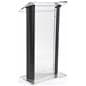 Black podium lectern with clear acrylic front panel