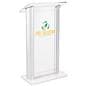 Custom graphic plexiglass podium with vibrant artwork