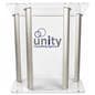 Large Lucite Lectern with 2-Color Graphic, Aluminum
