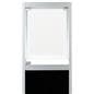 Illuminated panel display pedestal with hinged door loading style 