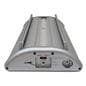 Backlit banner stand with lightweight aluminum base in silver matte finish