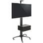 Black Rolling TV Stand With Integrated Power Strip