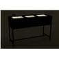 Glass top retail console table with adjustable lighting
